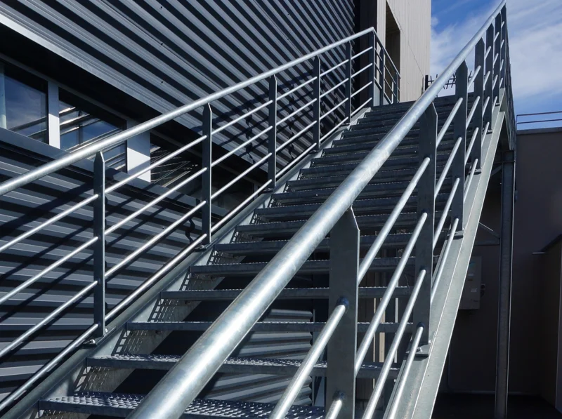 Marches en caillebotis métallique pour un escalier droit